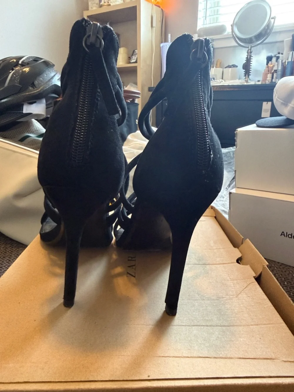 Zara Black Knotted Strappy High Heels - Picture 3 of 4